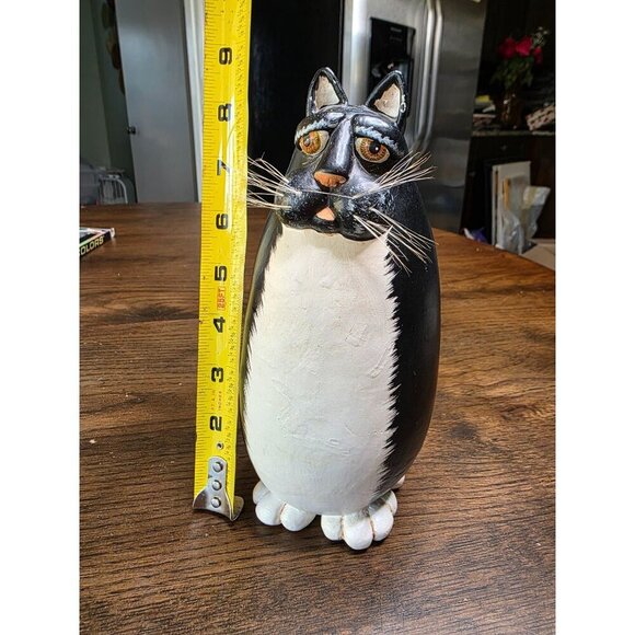 VTG Enesco Funny Bone Vicki Thomas Black Tuxedo Cat Figurine 1997 Fat Cat - Picture 10 of 16